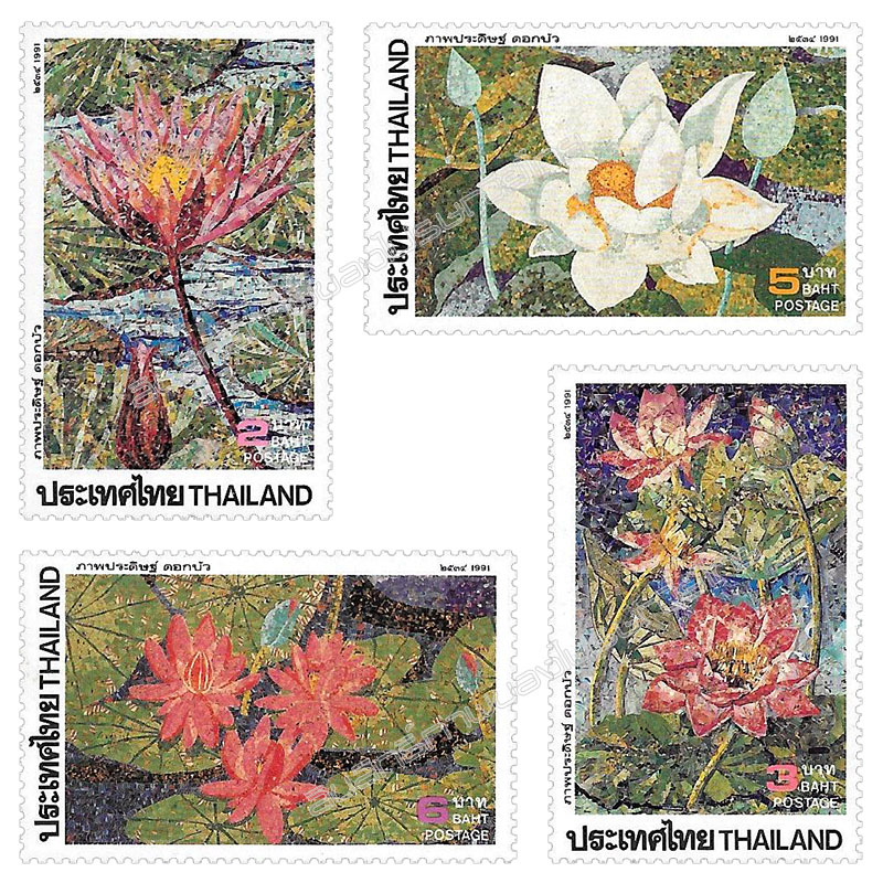 Lotus and Water Lily in Stamp Mosic