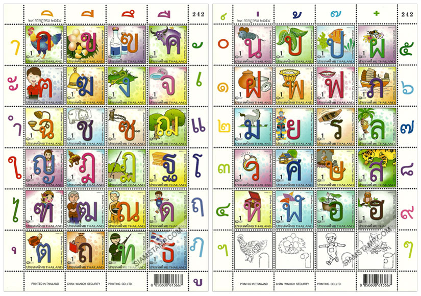 The Thai Alphabet Postage Stamps