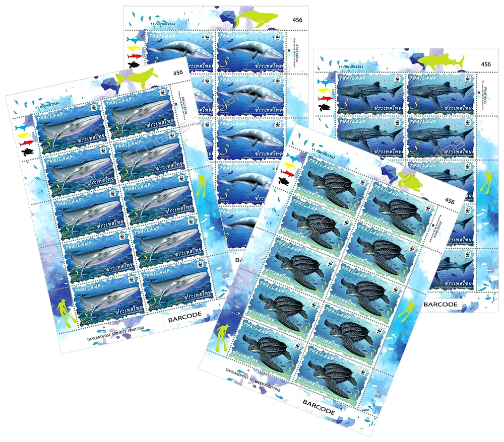 Preserved Wild Animal Postage Stamps - Marine Life  Full Sheet.